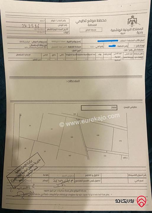 قطعة ارض مساحة 3581م للبيع في عمان - الجيزة مسترة الفالج حوض الرقبان من اراضي جنوب عمان خلف المطار و بجانب المشاريع