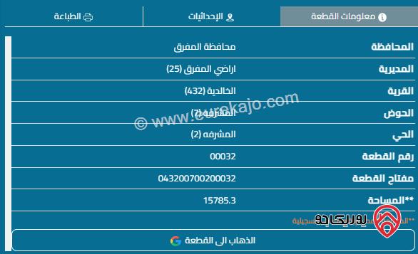 مزرعة مساحة 2000م من أصل 16 دونم مشتركة للبيع في المفرق 