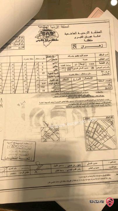 قطع أراضي عدد 8 مساحات مختلفة للبيع في عمان - عبدون سكن ب و تجاري