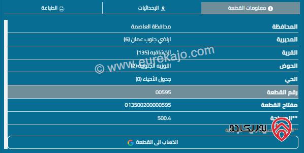 قطعة أرض مساحة 500م للبيع في الخشافية 