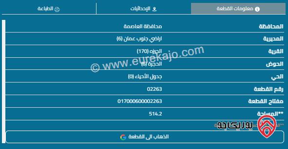 قطعة ارض مساحة 514م للبيع في الجيزة 