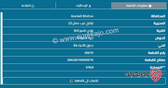 قطعة أرض مساحة 978م للبيع في البيادر