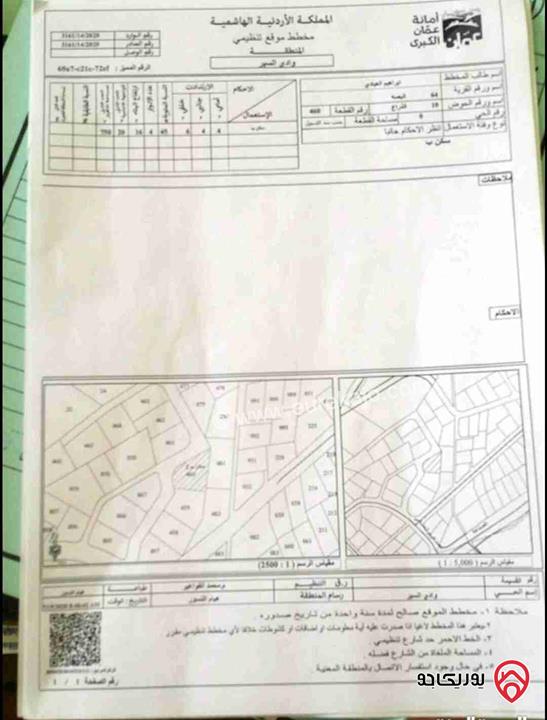 ارض مميزة مساحة 1115م للبيع في ابو السوس 