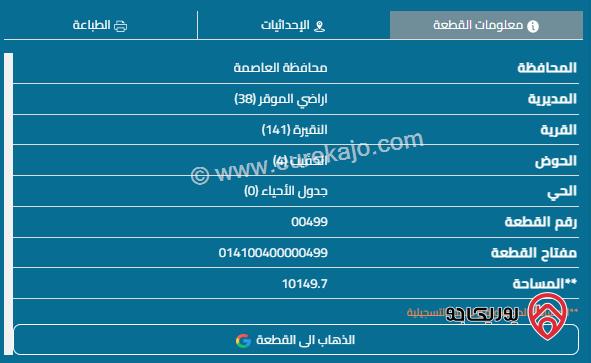 قطعة أرض مساحة 10 دونم للبيع في عمان - النقيرة أراضي الموقر 