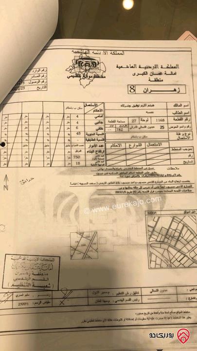 قطع أراضي عدد 8 مساحات مختلفة للبيع في عمان - عبدون سكن ب و تجاري