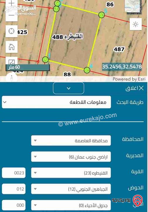 قطعة أرض مساحة 1300م من أرض مشتركة للبيع في عمان - طريق المطار القنيطرة 