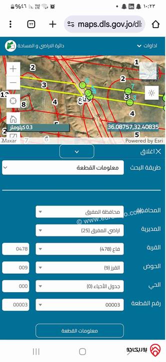 قطعة أرض مساحة 3 دونم و 700م للبيع من أصل 34 دونم في قرية فاع - المفرق