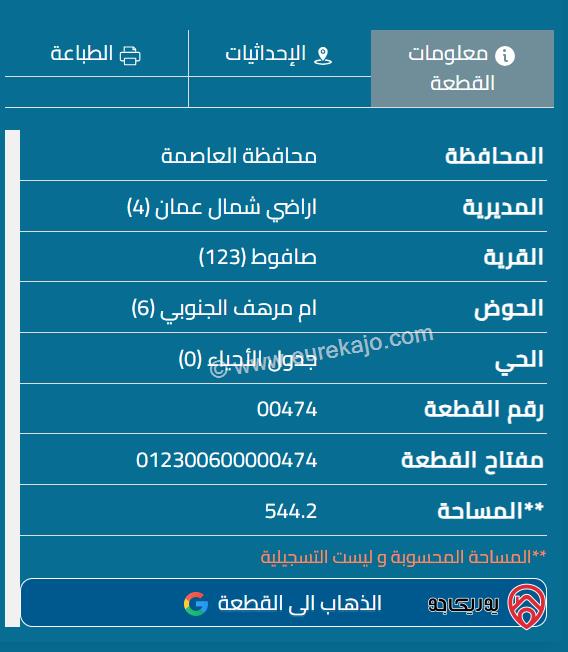 قطعة أرض بمنطقة صافوط مساحة 544م للبيع حي ام مرهف الجنوبي