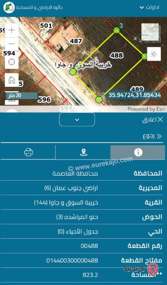 قطعتين أرض مساحة 823م و 822م للبيع في جاوا بسعر 60 دينار للمتر 