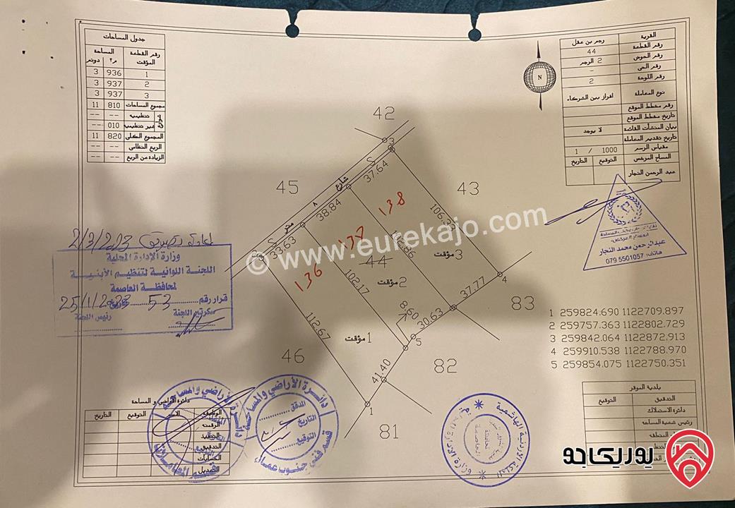 قطعة ارض مساحة 3937م للبيع في عمان - رجم بن عقل حوض الرجم من اراضي الموقر بجانب المعهد المروري