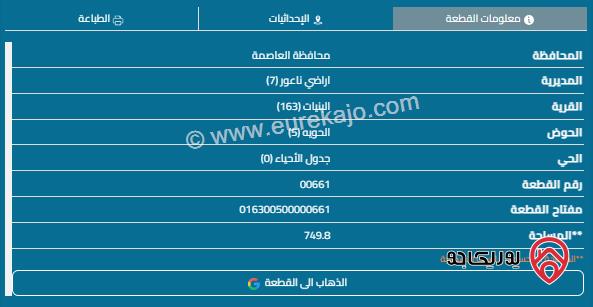 قطعة أرض مساحة 750م للبيع في البنيات