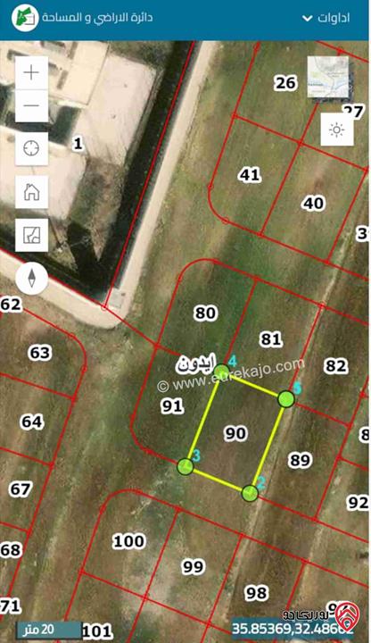قطعة ارض مساحة 600م للبيع في اربد - منطقة ايدون