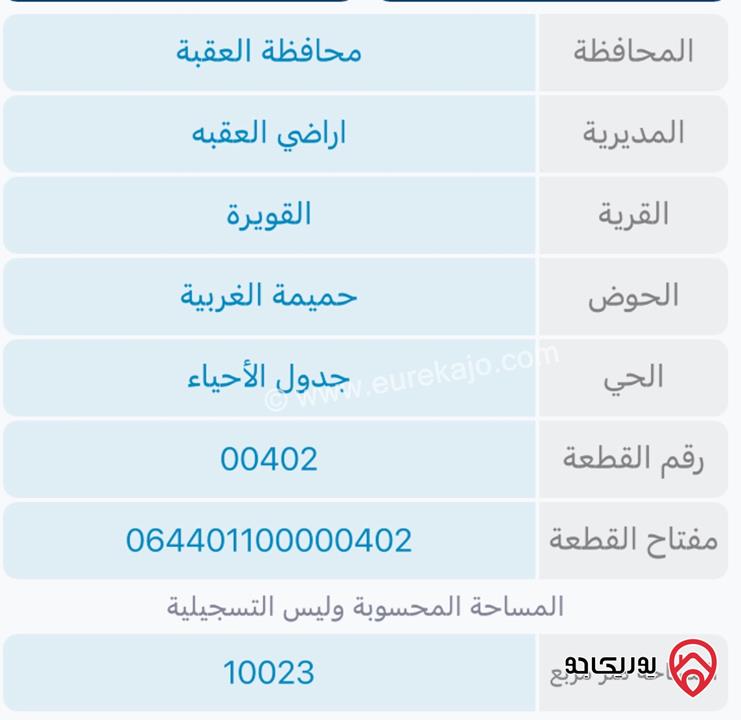 من المالك مباشرة قطعة ارض مساحة 10 دونم للبيع في القويرة من اراضي العقبة قريبة من استراحة الكرك و استراحة الانباط على الطريق الصحراوي