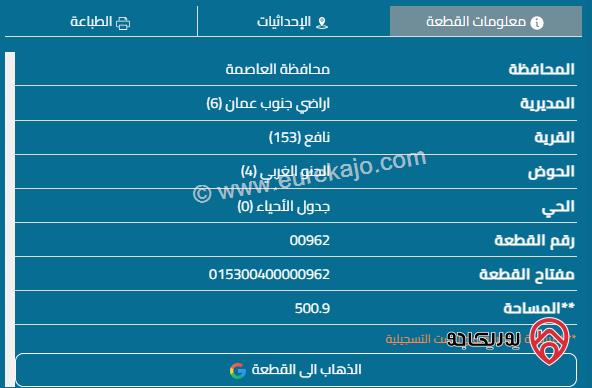 قطعة أرض مساحة 500م ثاني قطعة عن الشارع الرئيسي للبيع في عمان - خربة السوق قريبة من مسجد الريان