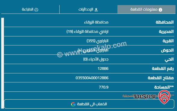 ارض مساحة 1400م للبيع في الزرقاء الجديدة -البتراوي الجنوبي (سعر المتر 35دينار )   