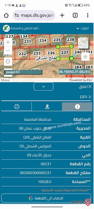 قطع اراضي مساحة 10 دونم للبيع في عمان - من أراضي جنوب عمان - الفالج الشرقي