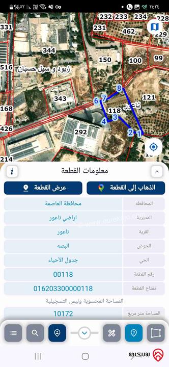 قطعة أرض مساحة 10 دونم للبيع في عمان - أراضي ناعور البصة 