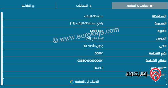 قطعة أرض مساحة 746م من أصل 3456م للبيع في الزرقاء - جريبا