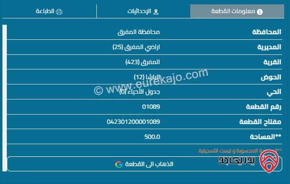 قطعه أرض للبيع في المفرق إسكان أطباء الأسنان المساحه 500م 