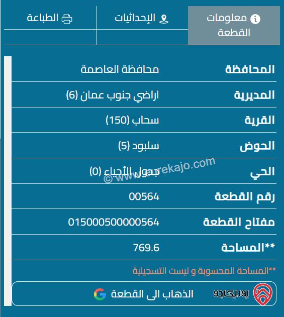 قطعة أرض مساحة 770م تجارية للبيع في سحاب	