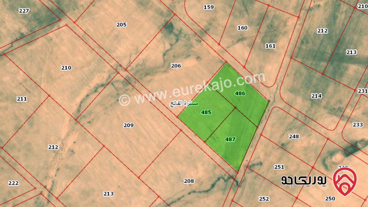 قطعة ارض مساحة 3465م للبيع في عمان - الجيزة مسترة الفالج حوض المساردة من اراضي جنوب عمان خلف المطار و بجانب المشاريع