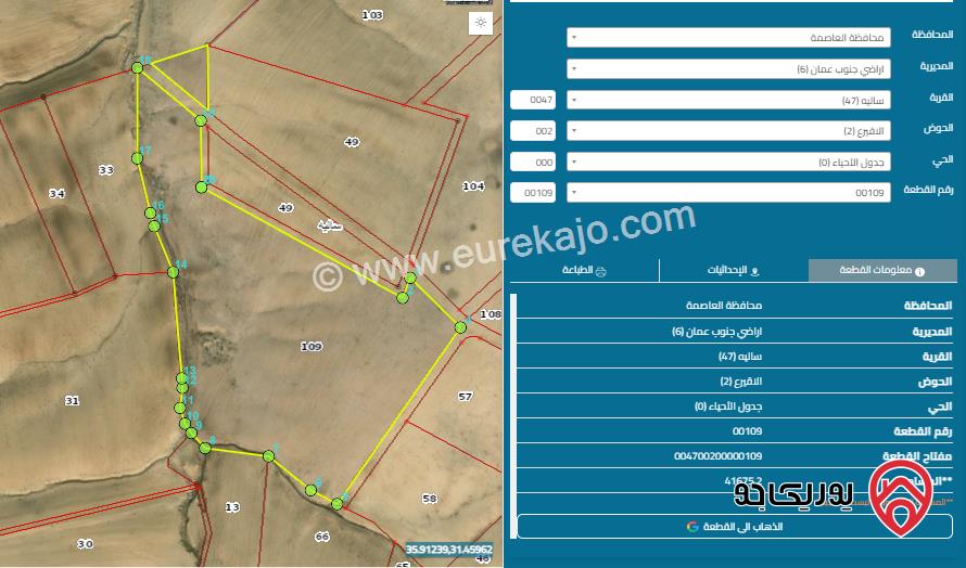 أرض للبيع في عمان - ساليه حوض الاقيرع مساحة 41 دونم بالقرب من مزرعة ام الرصاص بسعر مغري 33 الف فقط من المالك