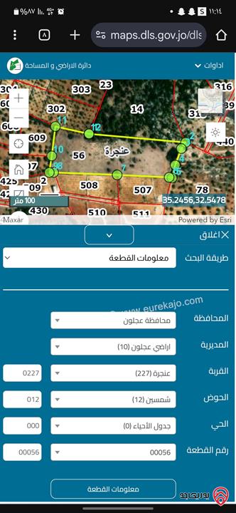 أرض مساحة الأرض 5700 متر مربع أرض مفصولة قوشان واحد شريك واحد للبيع في عجلون - عنجرة