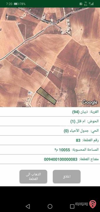 أرض 10 دونومات للبيع في محافظة مادبا - لواء ذيبان 