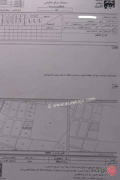 قطعة أرض على شارعين مساحة 617م تم فرزها للبيع في عمان - منطقة أحد البيضاء	