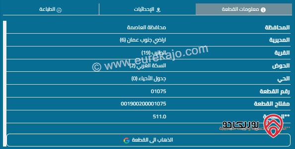 قطعة أرض مساحة 511م للبيع في الطنيب 