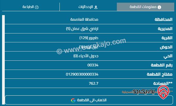 فطعة أرض مساحة 762م للبيع في طبربور