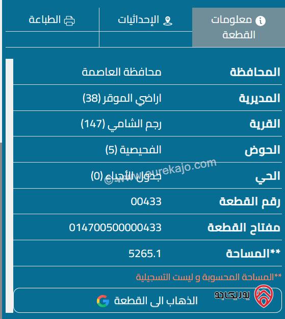 قطعة أرض مساحة 2684م قوشان مشترك للبيع فى عمان أراضي الموقر - رجم الشامي