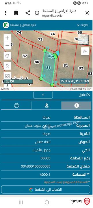 قطع أراضي مساحة 4 دونمات للبيع من أراضي جنوب عمان - صوفا قرب الجامعة الأمريكية 