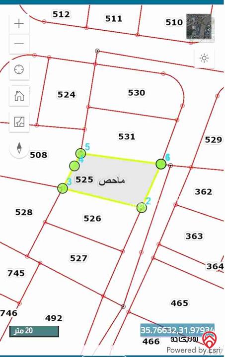 قطعة أرض مساحة 562م للبيع في ماحص قرب مسجد الفاروق إطلالة رائعة سكن ج قوشان مستقل واصل جميع الخدمات بالإضافة للصرف الصحي 