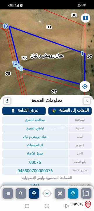 قطعة أرض مساحة 4466م مفروزات بقوشان مستقل للبيع كاش او اقساط بدفعة 6000 بسعر مغري حررررق في المفرق - بلعما - حيان الرويبض