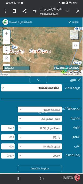  أرض مساحة 10 دونم للبيع في المفرق - رباع السرحان بسعر مغري 3950 دينار للدونم