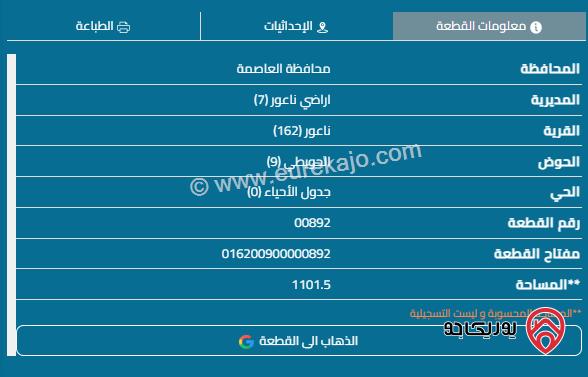 قطعة أرض مساحة 1102م للبيع في مرج الحمام