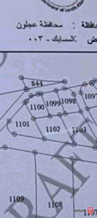 قطعة ارض مساحة 726م للبيع في عجلون عين البستان تصلح لبناء فيلا منطقة هادئة ومطلة 