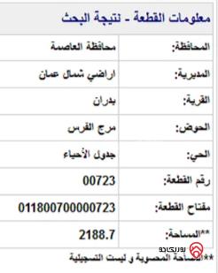 قطعة ارض مساحة 2188م للبيع في عمان - شفا بدران	