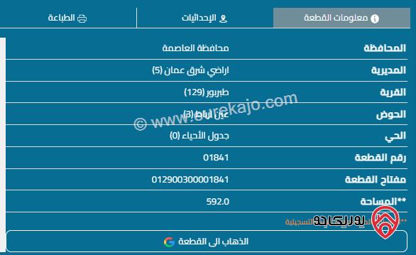 قطعتين أرض متلاصقات مساحة 595م و 591م للبيع بسعر 100 ألف للقطعة في طبربور 