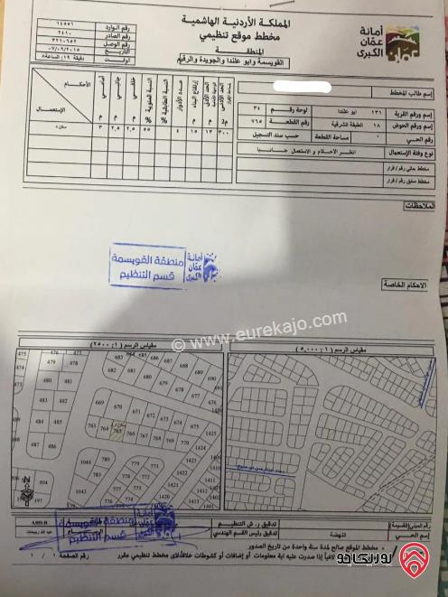 قطعة أرض مساحة 346م للبيع في عمان - أبو علندا 