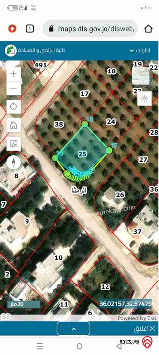قطعة أرض مفروزة واصل جميع الخدمات على شارعين مساحة 534م للبيع في اربد - الرمثا