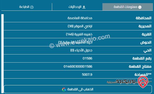 قطعة أرض مميزة مساحة 5130م للبيع في عمان - الذهيبه الغربية