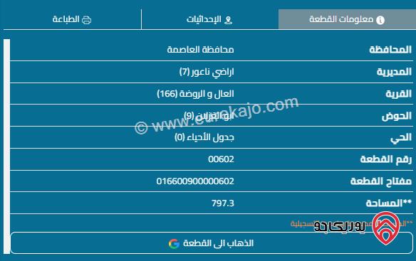 قطعة أرض مساحة 799م للبيع في عمان - ناعور	