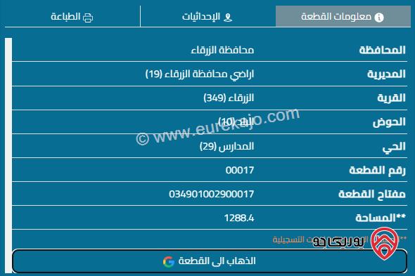 ارض تجارية مساحة 1250م للايجار - للاستثمار في الزرقاء - مدينة الشرق خلف المجمع القديم بجانب دوار ابو طافش