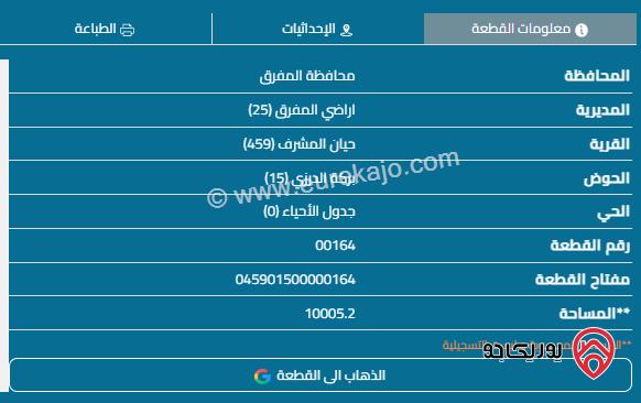 ارض مساحة 10 دونم للبيع في المفرق حيان المشرف 