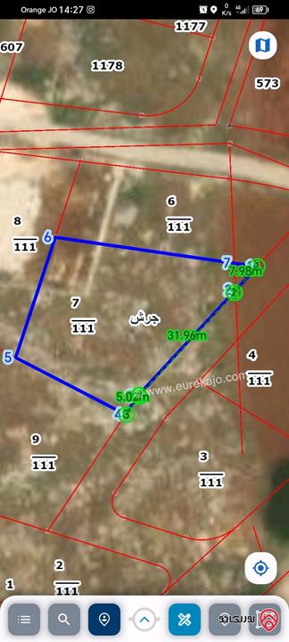 قطعة أرض مساحة 1264م للبيع في جرش 