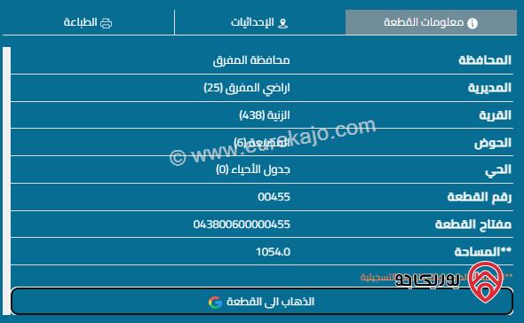 قطعة أرض مساحة 1054م للبيع في المفرق - بلعما على الشارع الرئيسي في منطقة الزنية تصلح تجاري وسكني