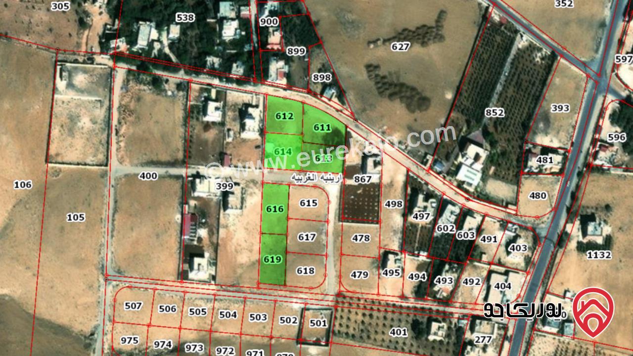 قطعة أرض مساحة 820م للبيع في عمان - الجيزة ارينبة الغربية حوض الغربي من اراضي جنوب عمان تابعة لبلدية الجيزة
