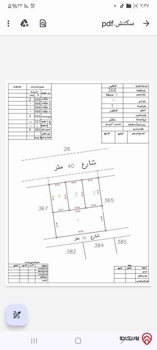 قطعة أرض مساحة 1126م مشترك محدد للبيع بسعر 7500 دينار في عمان - أحد منطقة قعفور